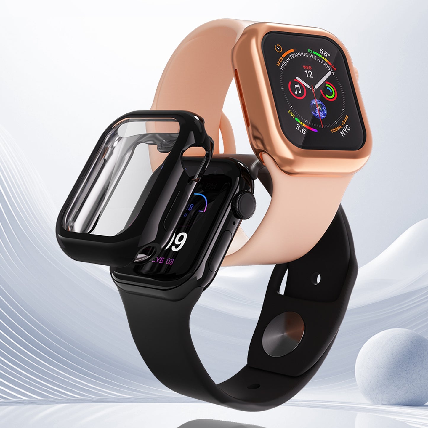 For-Apple-Watch-Series-11-/-10-46mm-Full-Coverage-TPU-Electroplated-Watch-Case(Rose-Gold)