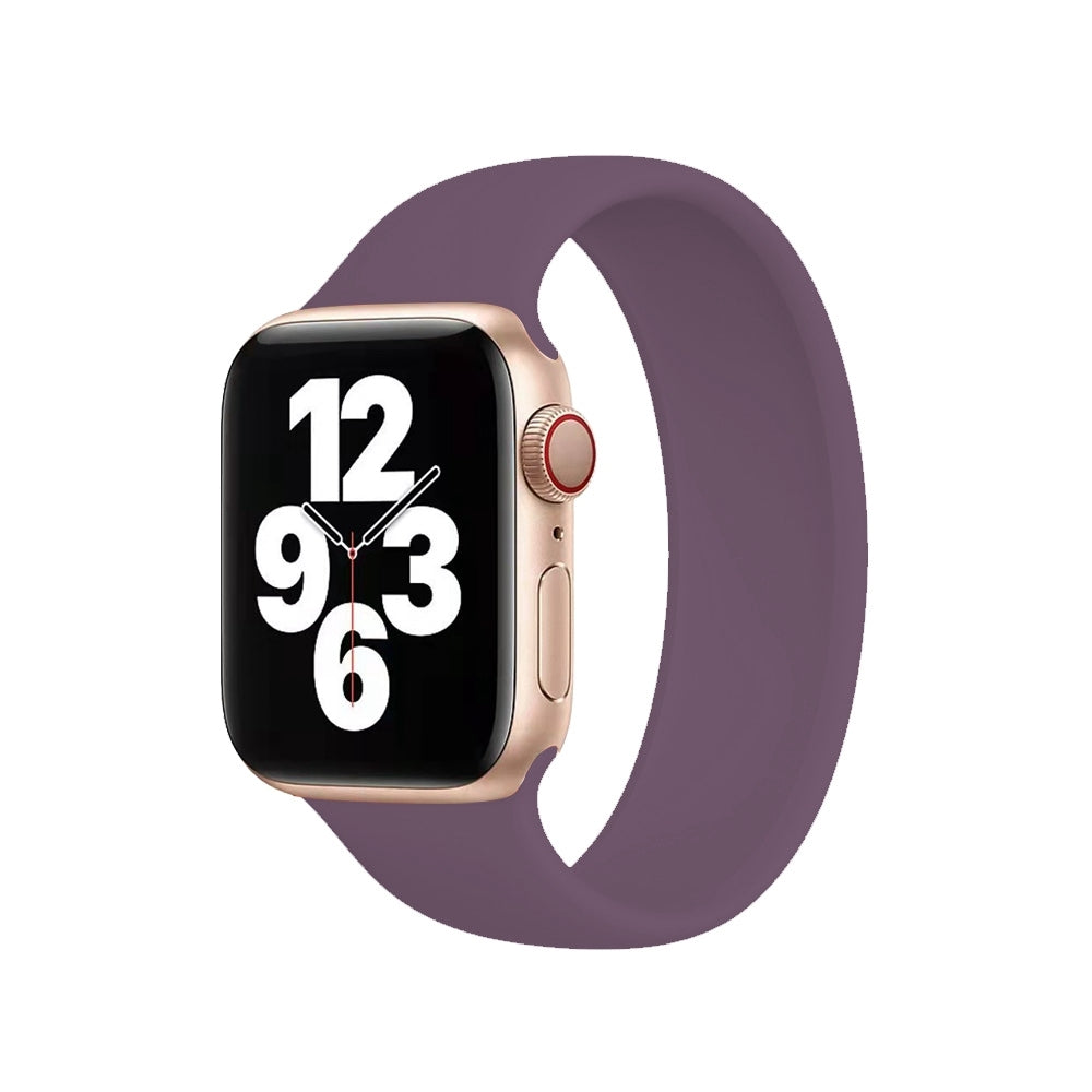 For-Apple-Watch-Ultra-49mm&Watch-Ultra-2-49mm-/-Series-10-46mm-/-9&8&7-45mm-/-SE-3&SE-2&6&SE&5&4-44mm-/-3&2&1-42mm-Solid-Color-Elastic-Silicone-Watch-Band,-Size:M-143mm-(Crimson-Cherry)