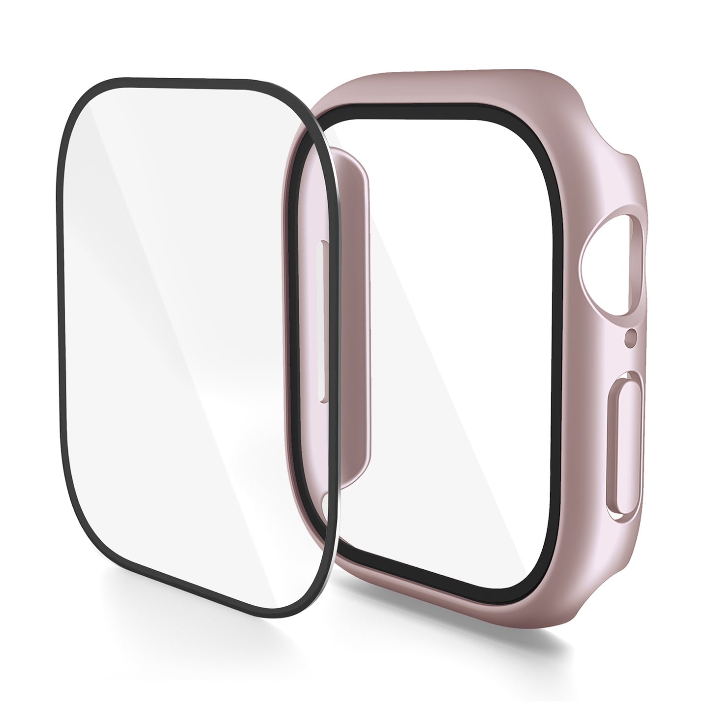 For-Apple-Watch-Series-10-/-11-46mm-PC-Integrated-Tempered-Film-Watch-Case(Rose-Pink)