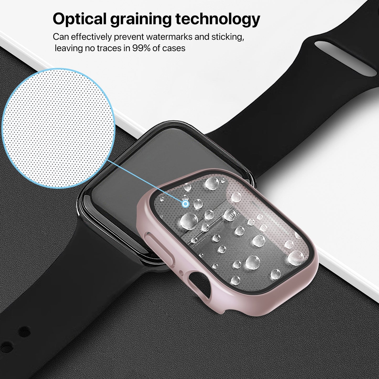For-Apple-Watch-Series-10-/-11-46mm-PC-Integrated-Tempered-Film-Watch-Case(Rose-Pink)