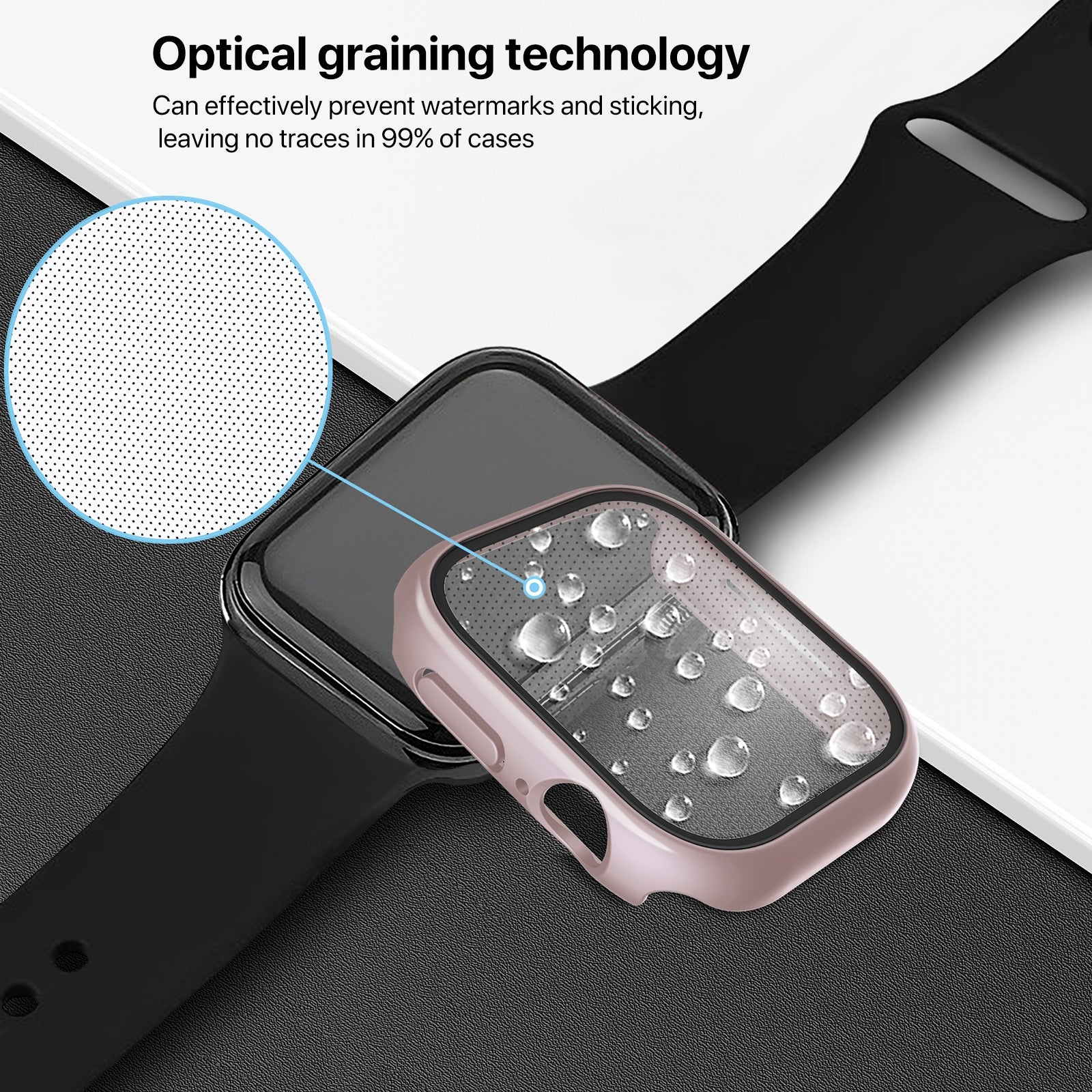 For-Apple-Watch-Series-10-/-11-46mm-PC-Integrated-Tempered-Film-Watch-Case(Rose-Pink)