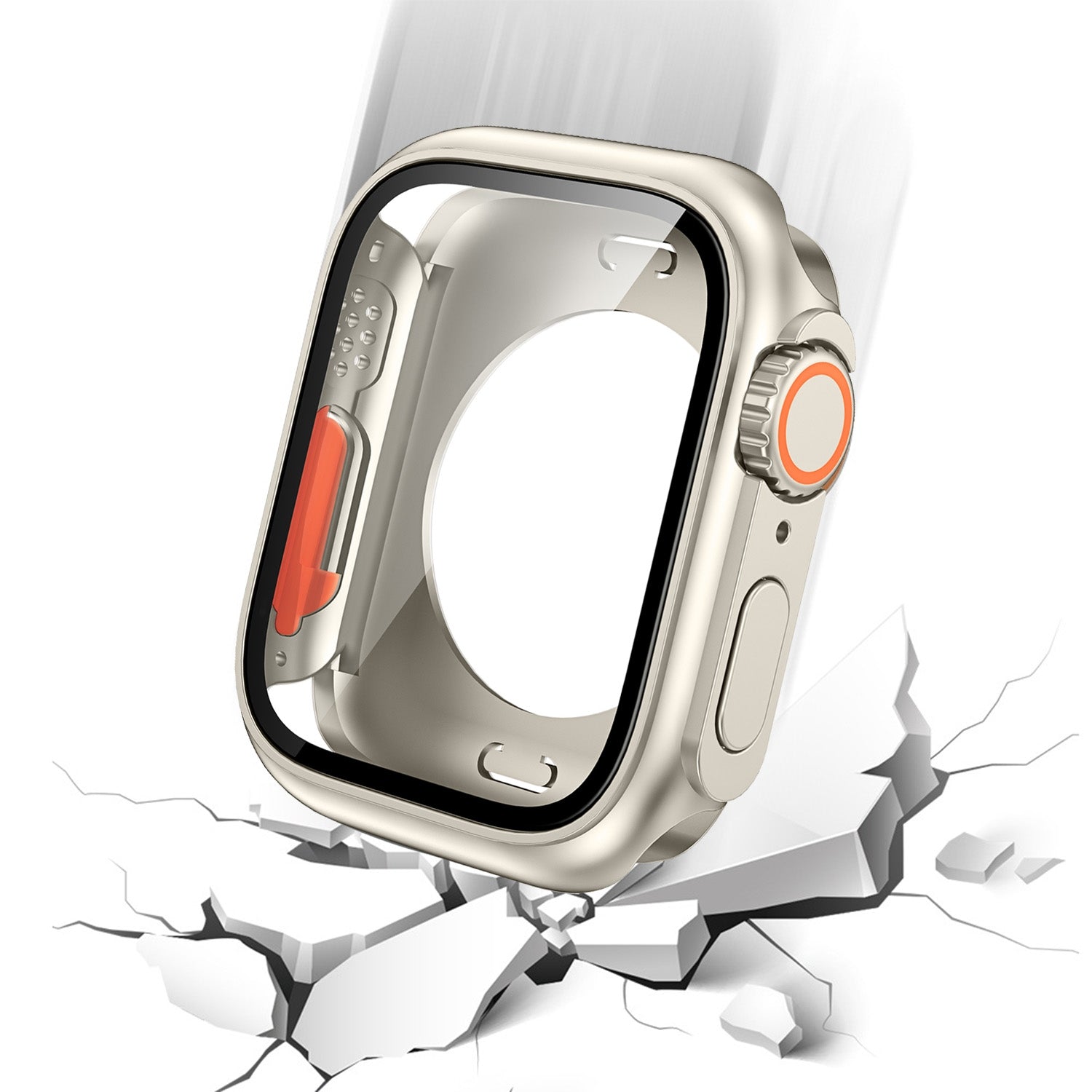 For-Apple-Watch-Series-9-/-8-/-7-41mm-Change-to-Ultra-49mm-All-Inclusive-Film-Hybrid-PC-Watch-Case(Black)