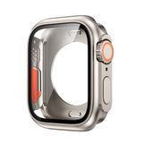 For-Apple-Watch-Series-9-/-8-/-7-45mm-Change-to-Ultra-49mm-All-Inclusive-Film-Hybrid-PC-Watch-Case(Titanium-Gold)