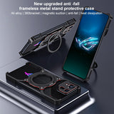 For-Asus-ROG-Phone-8-/-8-Pro-Mechanical-Arm-Borderless-MagSafe-Holder-Metal-Phone-Case(Black-Red)