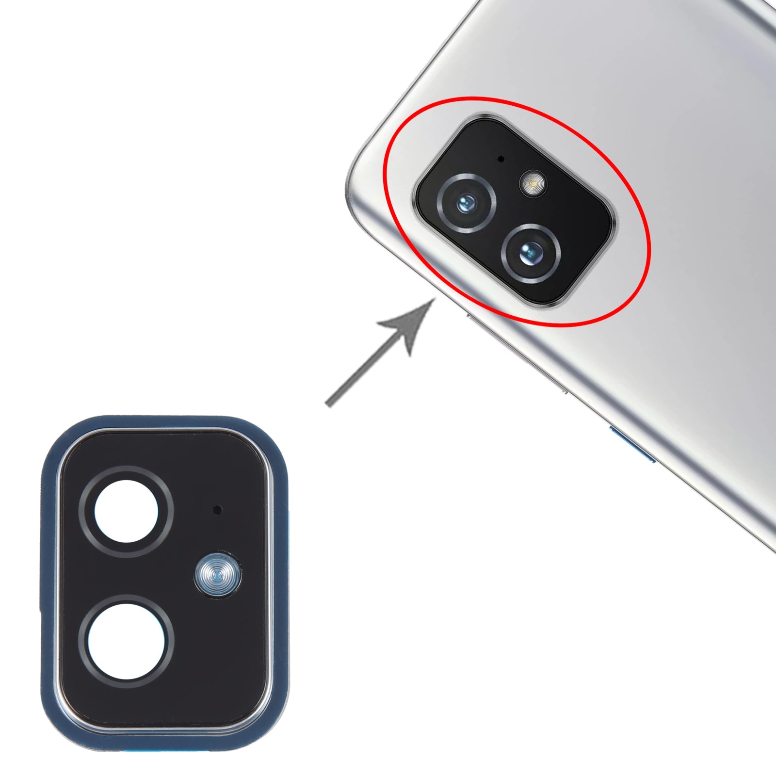 For-Asus-Zenfone-8-ZS-590KS-2A007EU-I006D-Camera-Lens-Cover-(Silver)