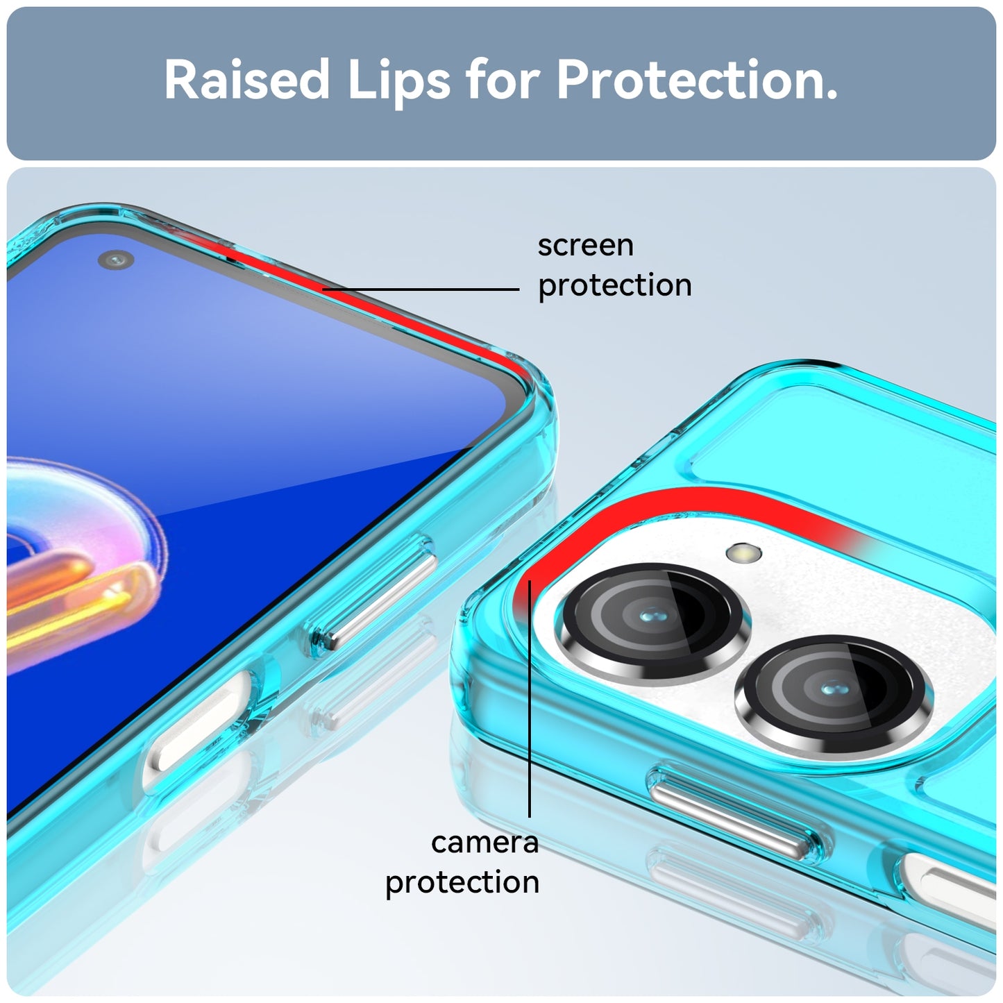 For-ASUS-Zenfone-9-Candy-Series-TPU-Phone-Case(Transparent-Blue)