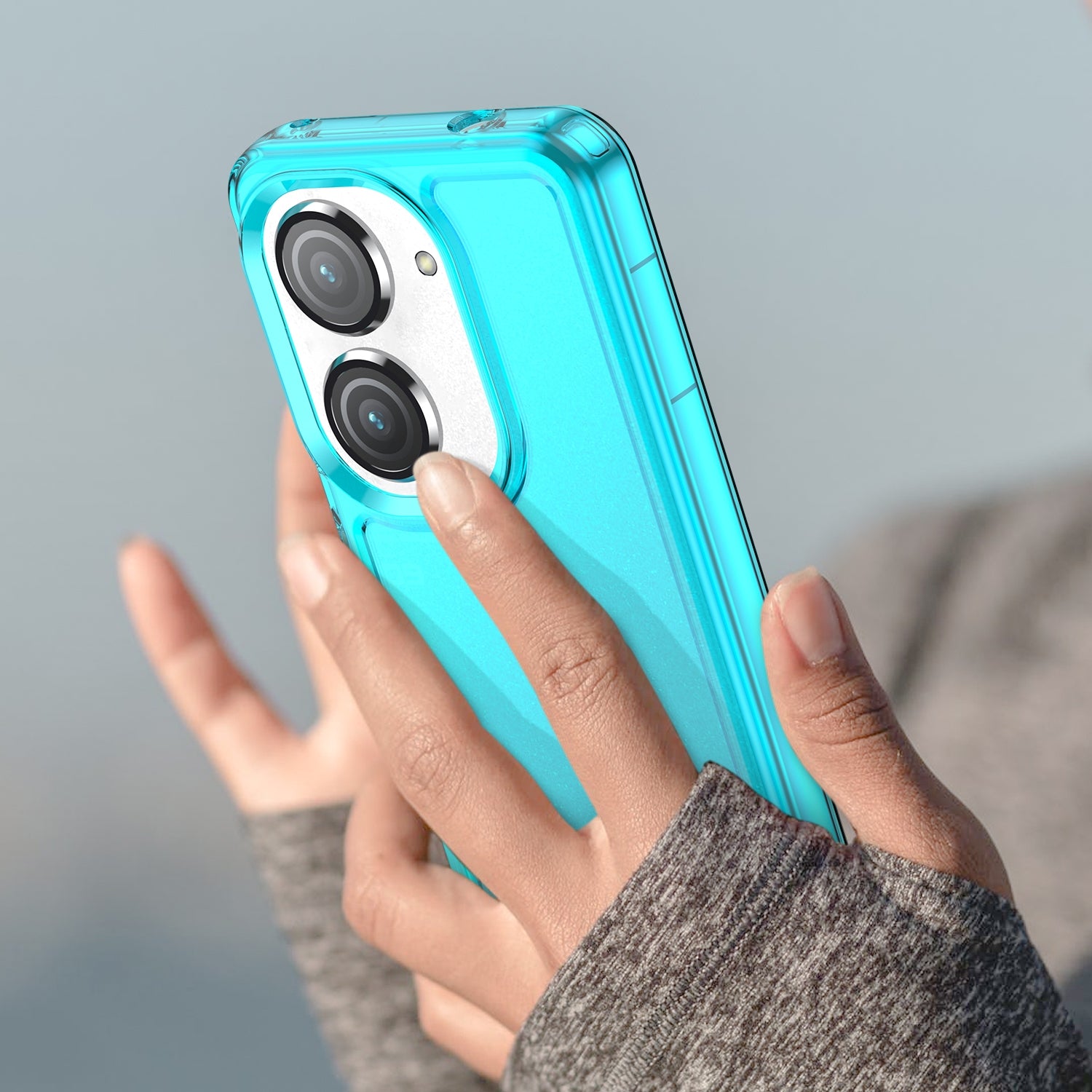 For-ASUS-Zenfone-9-Candy-Series-TPU-Phone-Case(Transparent-Blue)