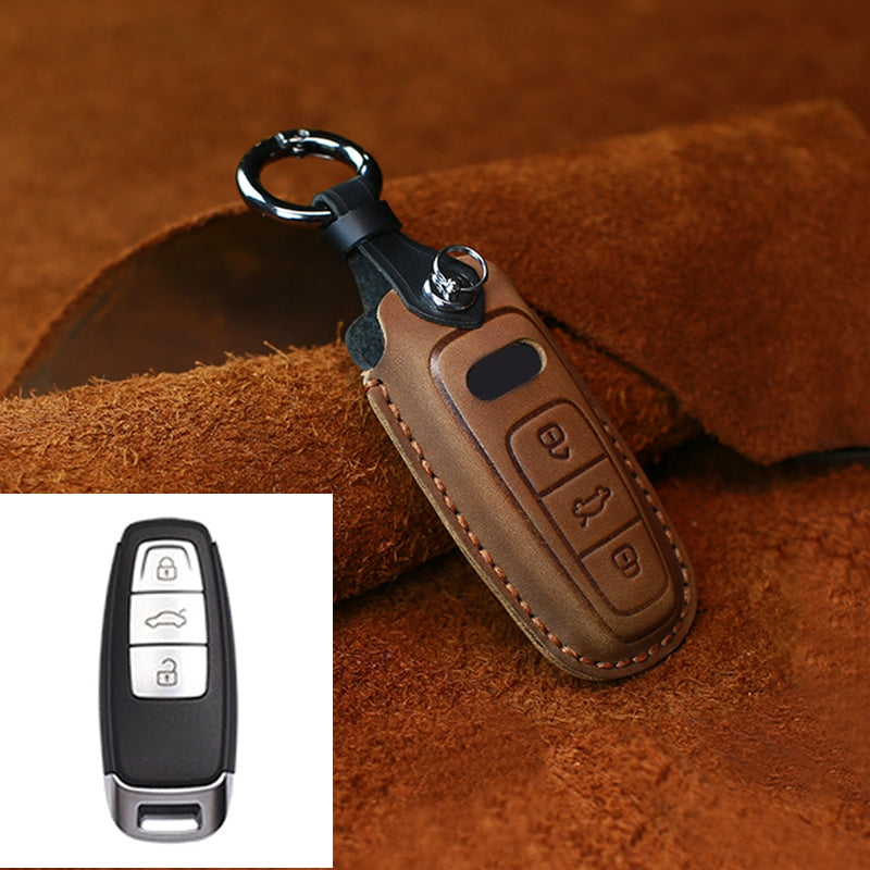 For-Audi-Series-Car-Cowhide-Leather-Key-Protective-Cover-Key-Case,-C-Version-2018-and-Above-(Brown)