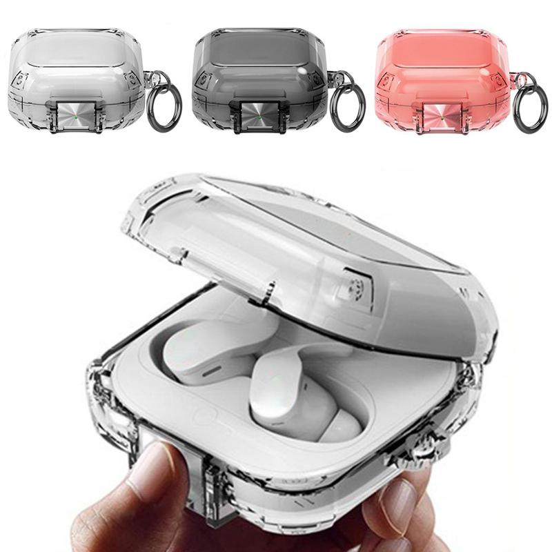 For-Beats-Fit-Pro-Transparent-Metal-Snap-Lock-Shockproof-Earphone-Cover-with-Finger-Loop(Transparent)