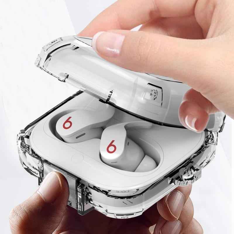 For-Beats-Fit-Pro-Transparent-Metal-Snap-Lock-Shockproof-Earphone-Cover-with-Finger-Loop(Transparent)