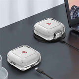 For-Beats-Fit-Pro-Transparent-Metal-Snap-Lock-Shockproof-Earphone-Cover-with-Finger-Loop(Transparent)