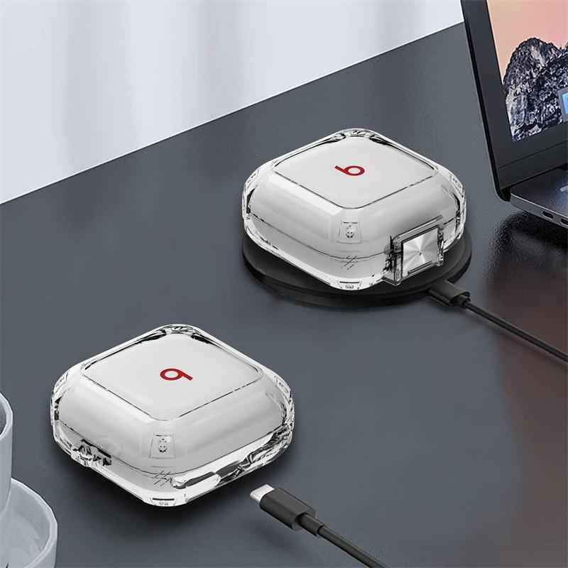 For-Beats-Fit-Pro-Transparent-Metal-Snap-Lock-Shockproof-Earphone-Cover-with-Finger-Loop(Transparent)