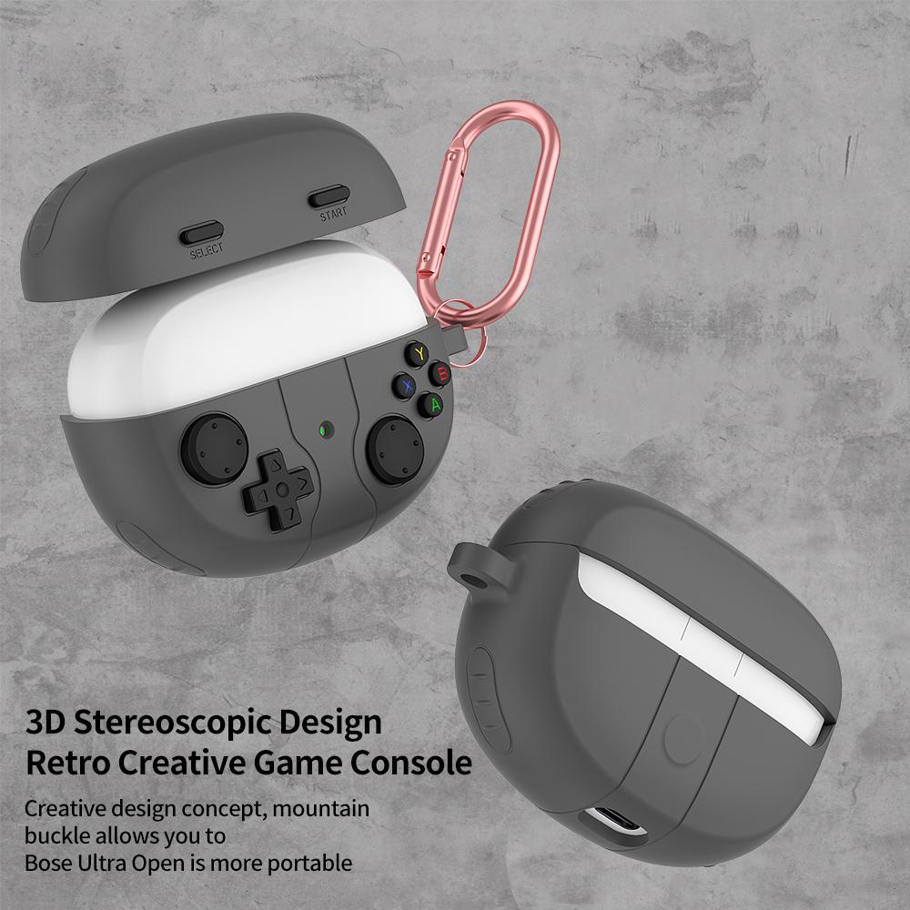 For-Bose-Ultra-Open-Earbuds-Retro-Game-Console-Style-Silicone-Earbuds-Case(Dark-Grey)