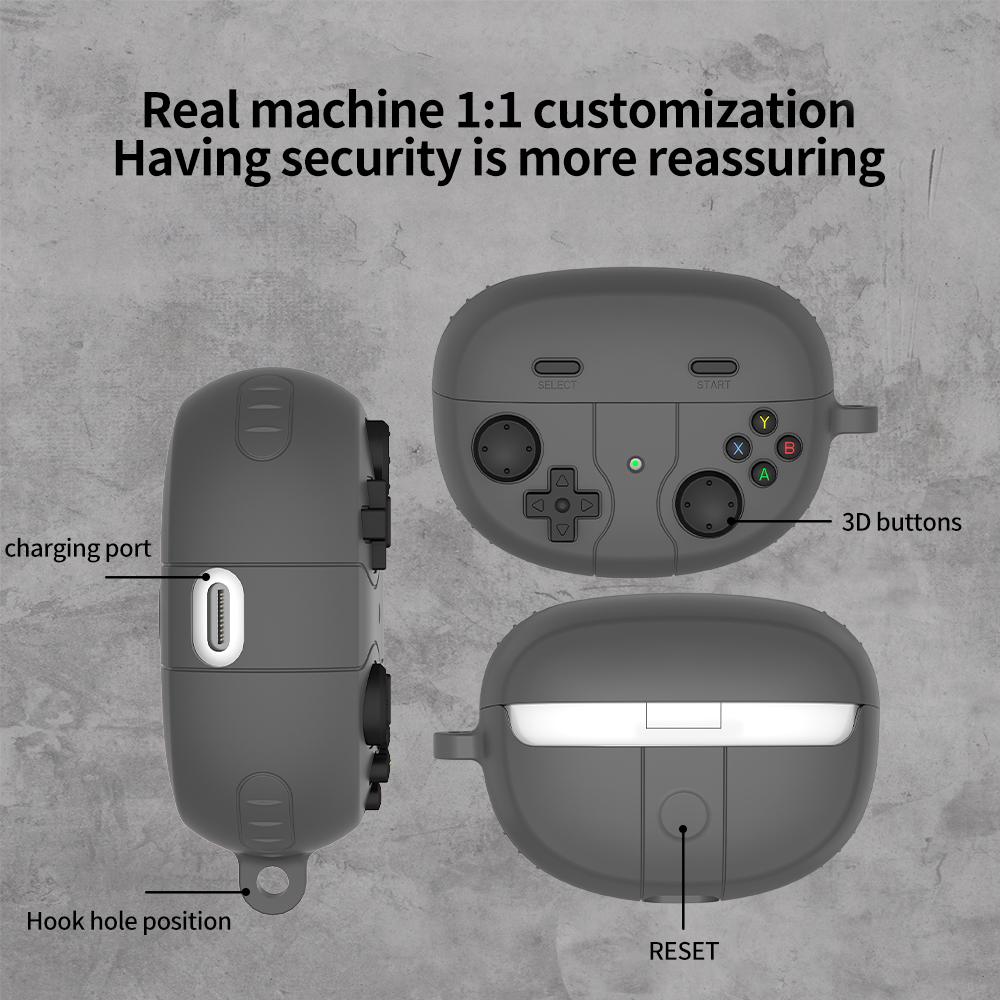For-Bose-Ultra-Open-Earbuds-Retro-Game-Console-Style-Silicone-Earbuds-Case(Dark-Grey)