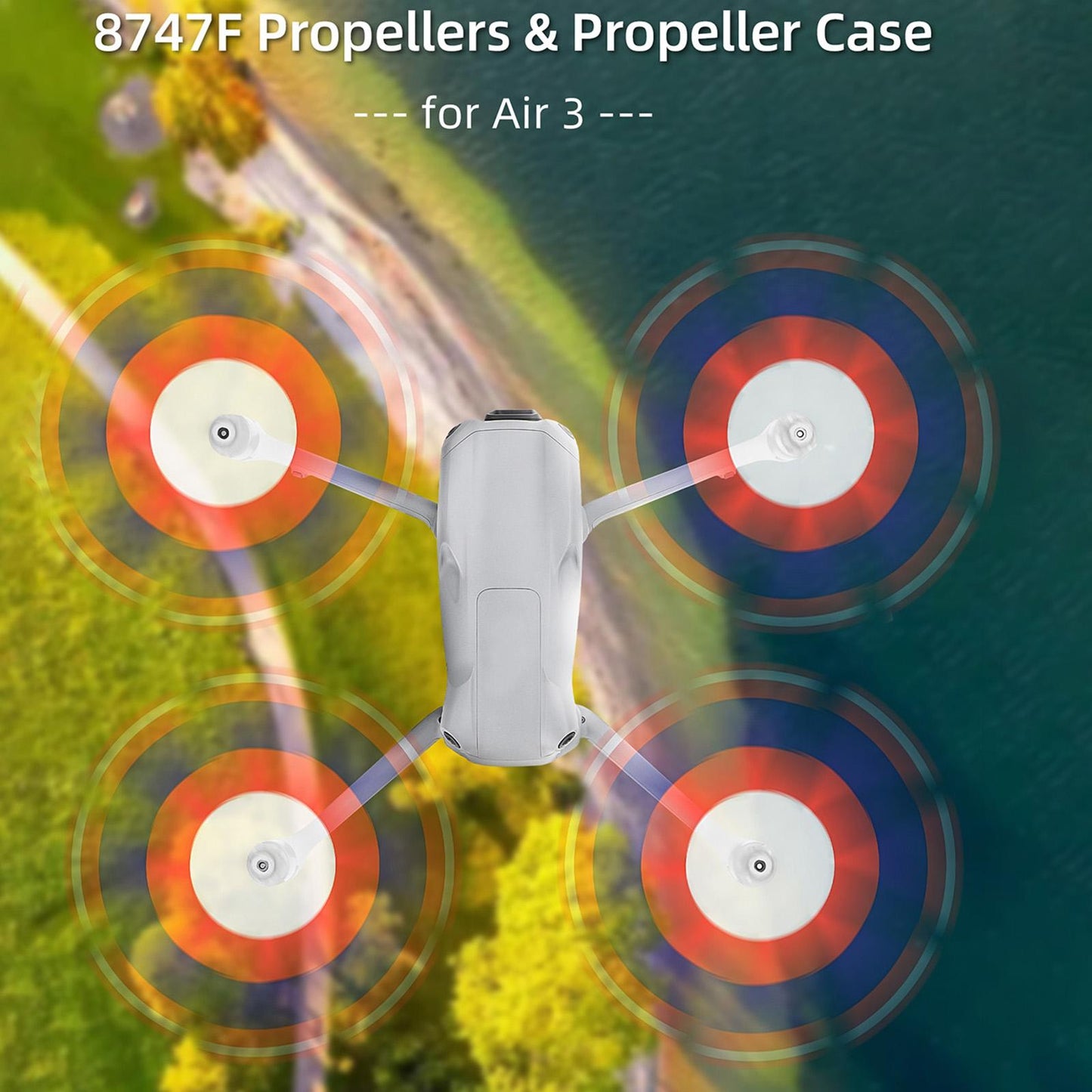 For-DJI-Air-3-8747F-Low-Noise-Quick-release-Propellers,-Style:1-Pair-Orange-Tip
