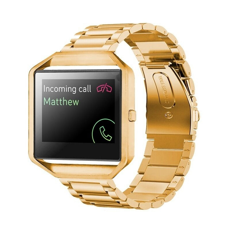 Watch-Band-for-Fitbit-Blaze-Stainless-Steel-Metal,-Gold