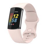For-Fitbit-Charge-5-Silicone-Watch-Band,-Size:L(Sand-Pink)