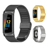 For-Fitbit-Charge-5-/-Charge-6-Mijobs-Milan-Buckle-Stainless-Steel-Metal-Watch-Band(Black)