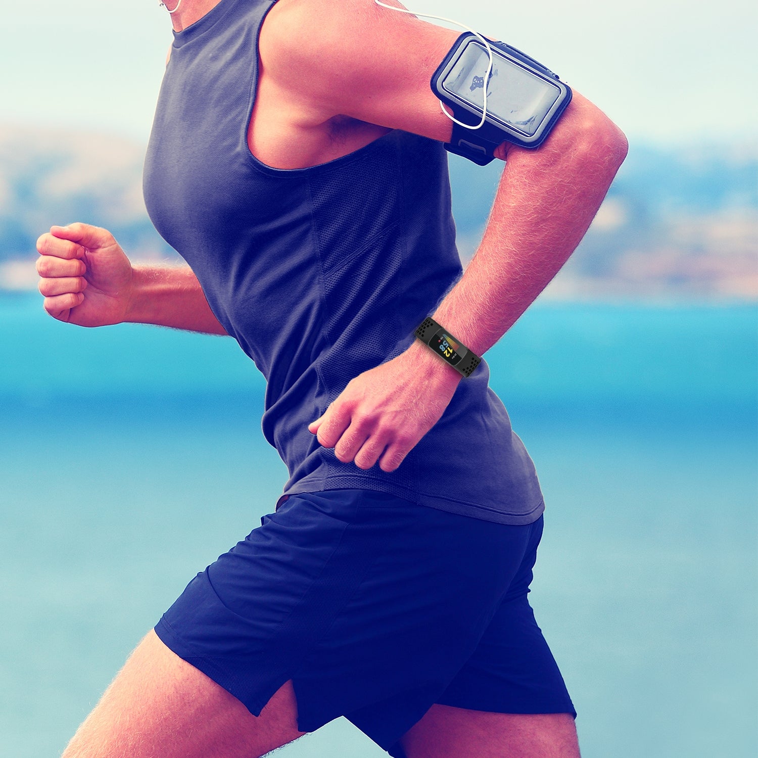 For-Fitbit-Charge-5-Monochromatic-Breathable-Silicone-Watch-Band(Navy-Blue)