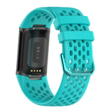 For-Fitbit-Charge-6-Solid-Color-Breathable-Sports-Silicone-Watch-Band(Teal-Green)