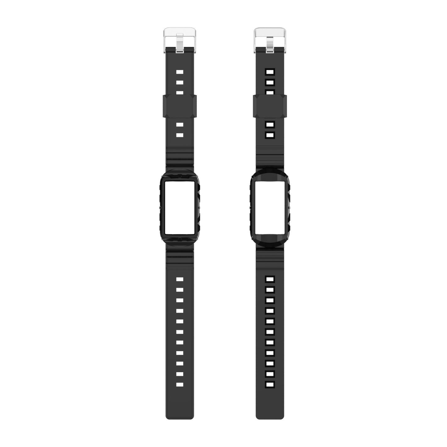 For-Fitbit-Charge-4-Silicone-One-Body-Armor-Watch-Band(Black)