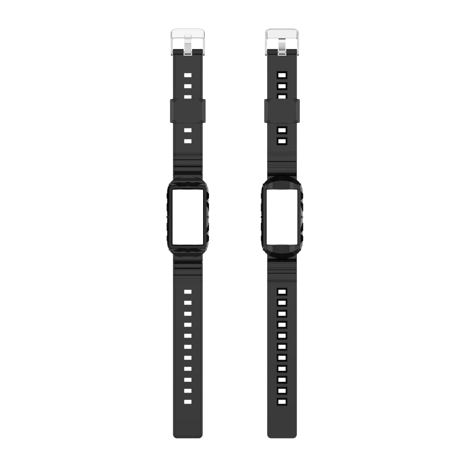 For-Fitbit-Charge-4-Silicone-One-Body-Armor-Watch-Band(Black)