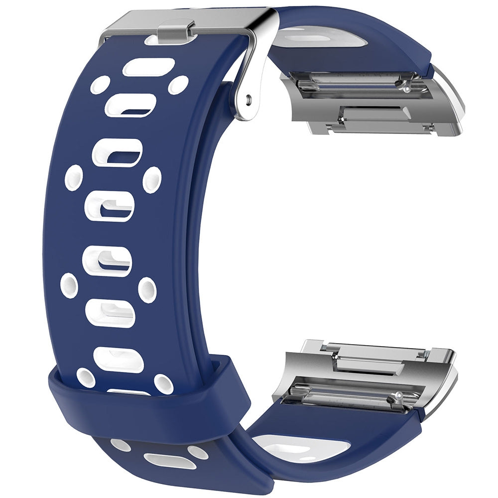For-Fitbit-Ionic-Two-tone-Silicone-Watch-Band-with-Buckle-&-Connector(Dark-Blue-+-White)