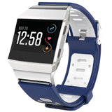 For-Fitbit-Ionic-Two-tone-Silicone-Watch-Band-with-Buckle-&-Connector(Dark-Blue-+-White)