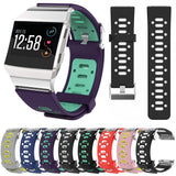 For-Fitbit-Ionic-Two-tone-Silicone-Watch-Band-with-Buckle-&-Connector(Dark-Blue-+-White)