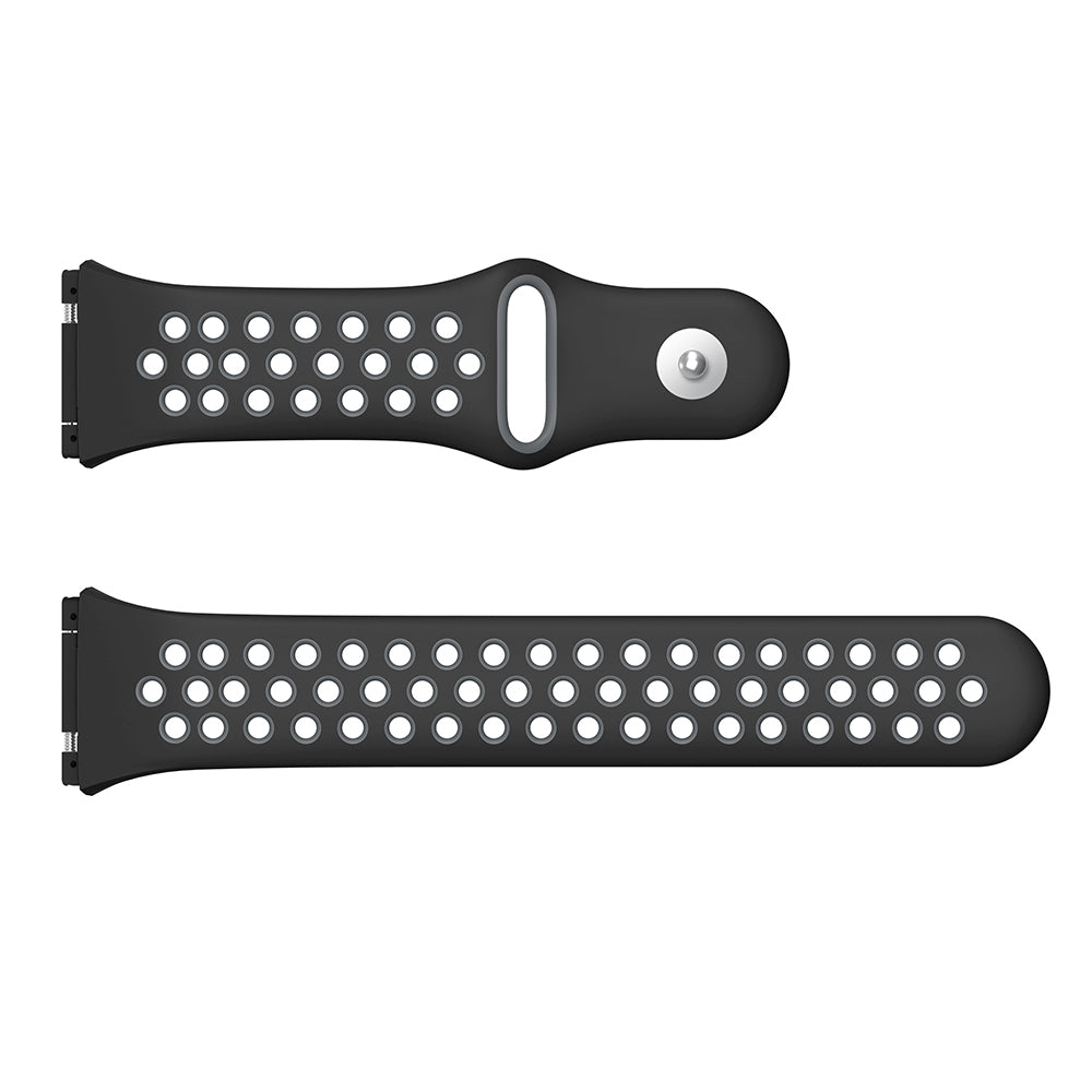 For-Fitbit-Ionic-Breathable-Two-tone-Silicone-Watch-Band(Black-Grey)