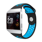 For-Fitbit-Ionic-Breathable-Two-tone-Silicone-Watch-Band(Black-Blue)