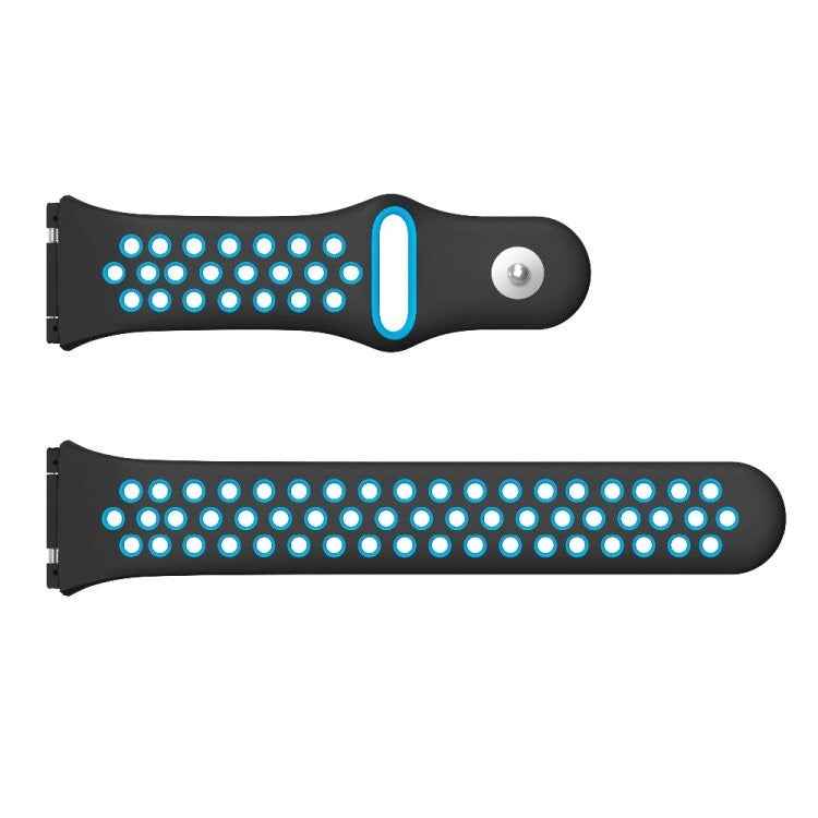 For-Fitbit-Ionic-Breathable-Two-tone-Silicone-Watch-Band(Black-Blue)
