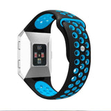 For-Fitbit-Ionic-Breathable-Two-tone-Silicone-Watch-Band(Black-Blue)