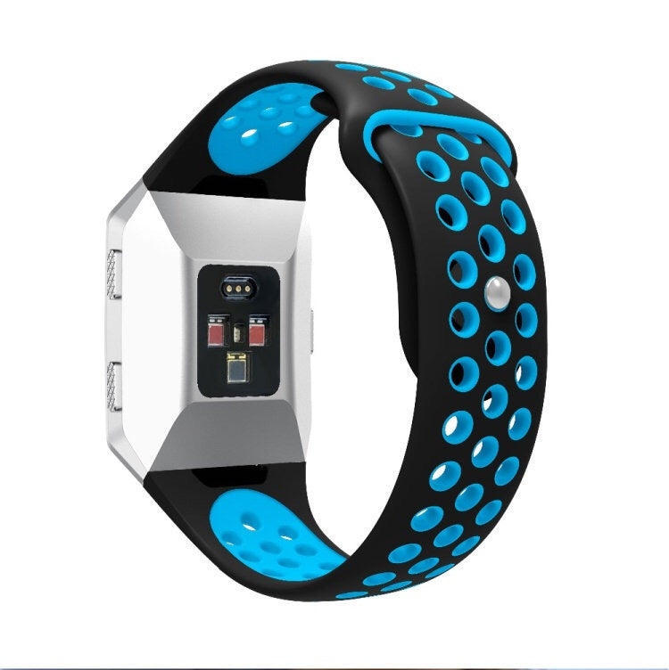 For-Fitbit-Ionic-Breathable-Two-tone-Silicone-Watch-Band(Black-Blue)