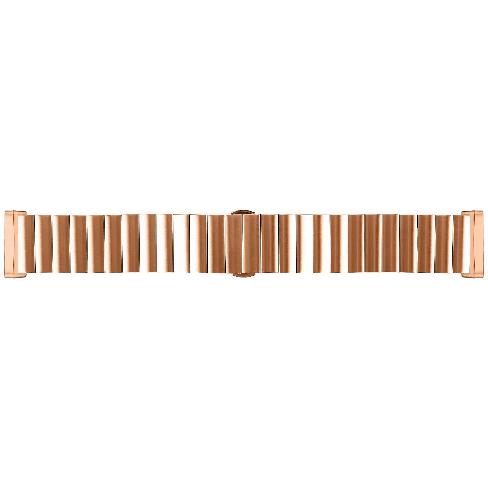 For-Fitbit-Versa-4-/-Sense-2-Universal-Butterfly-Buckle-Metal-Watch-Band(Rose-Gold)