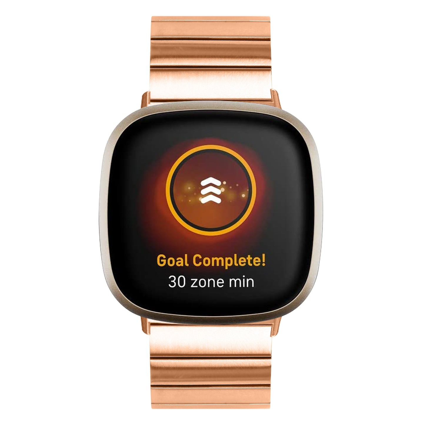 For-Fitbit-Versa-4-/-Sense-2-Universal-Butterfly-Buckle-Metal-Watch-Band(Rose-Gold)