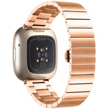 For-Fitbit-Versa-4-/-Sense-2-Universal-Butterfly-Buckle-Metal-Watch-Band(Rose-Gold)