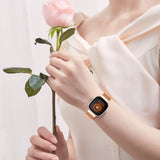 For-Fitbit-Versa-4-/-Sense-2-Universal-Butterfly-Buckle-Metal-Watch-Band(Rose-Gold)