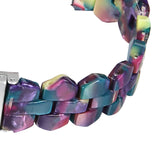 For-Fitbit-Versa-4-/-Sense-2-Universal-Rhombus-Resin-Watch-Band(Purple-Green-Flower)