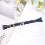 For-Fitbit-Versa-4-/-Sense-2-Universal-Rhombus-Resin-Watch-Band(Purple-Green-Flower)