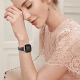 For-Fitbit-Versa-4-/-Sense-2-Universal-Rhombus-Resin-Watch-Band(Purple-Green-Flower)