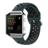 For-Fitbit-Versa-2-/-Versa-/-Versa-Lite-/-Blaze-23mm-Sports-Two-Colors-Silicone-Replacement-Strap-Watchband(Olive-Green-Black)