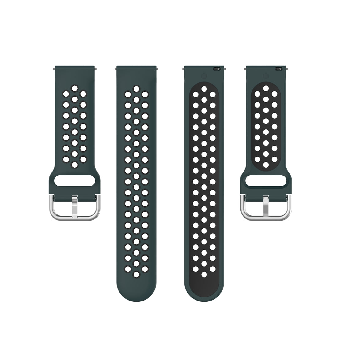 For-Fitbit-Versa-2-/-Versa-/-Versa-Lite-/-Blaze-23mm-Sports-Two-Colors-Silicone-Replacement-Strap-Watchband(Olive-Green-Black)