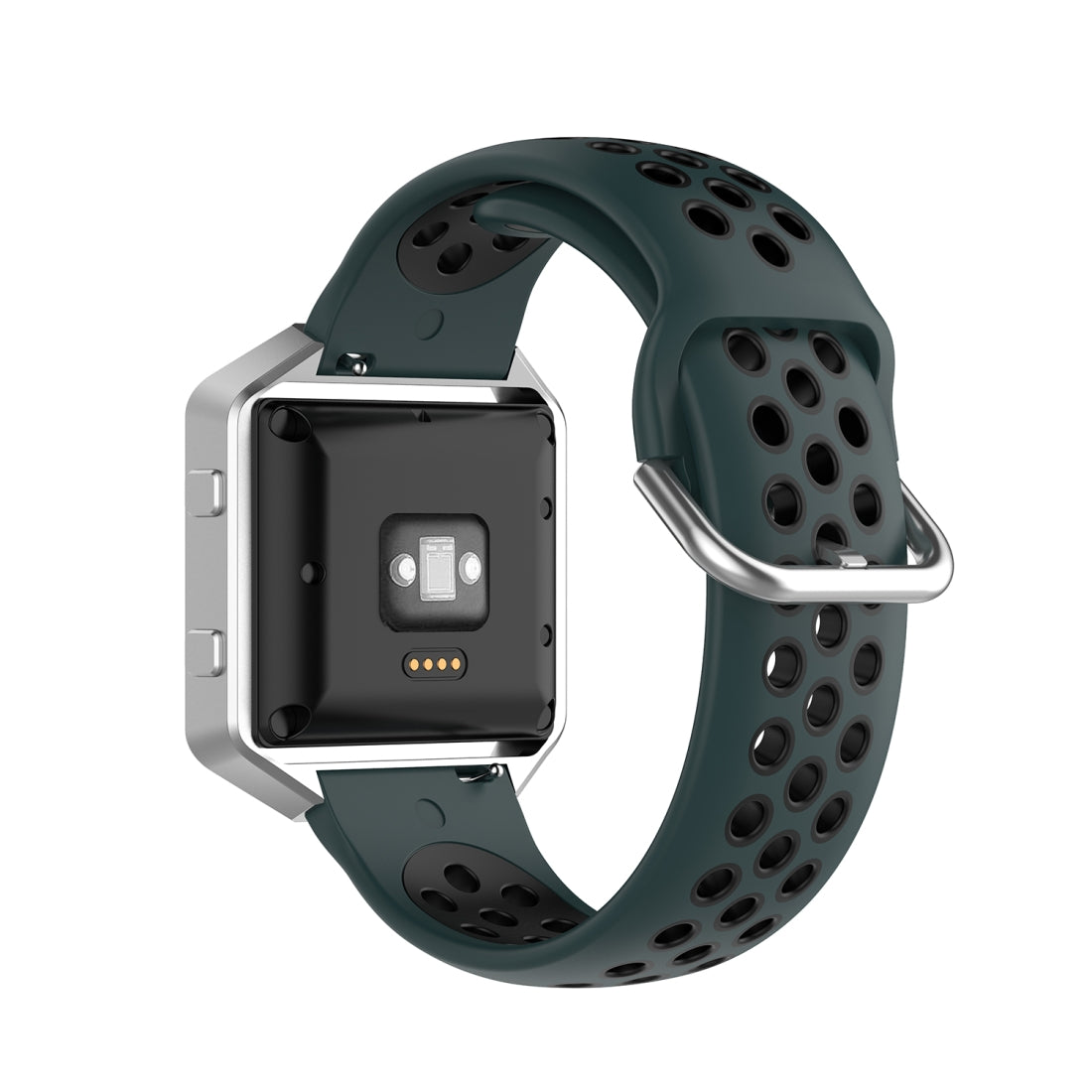For-Fitbit-Versa-2-/-Versa-/-Versa-Lite-/-Blaze-23mm-Sports-Two-Colors-Silicone-Replacement-Strap-Watchband(Olive-Green-Black)