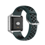 For-Fitbit-Versa-2-/-Versa-/-Versa-Lite-/-Blaze-23mm-Sports-Two-Colors-Silicone-Replacement-Strap-Watchband(Olive-Green-Black)