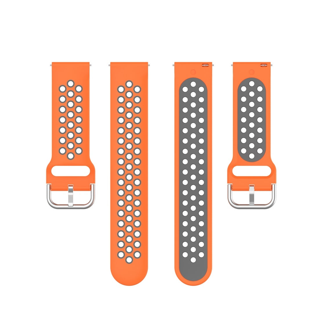 For-Fitbit-Versa-2-/-Versa-/-Versa-Lite-23mm-Clasp-Two-Color-Sport-Watch-Band(Orange-+-Grey)