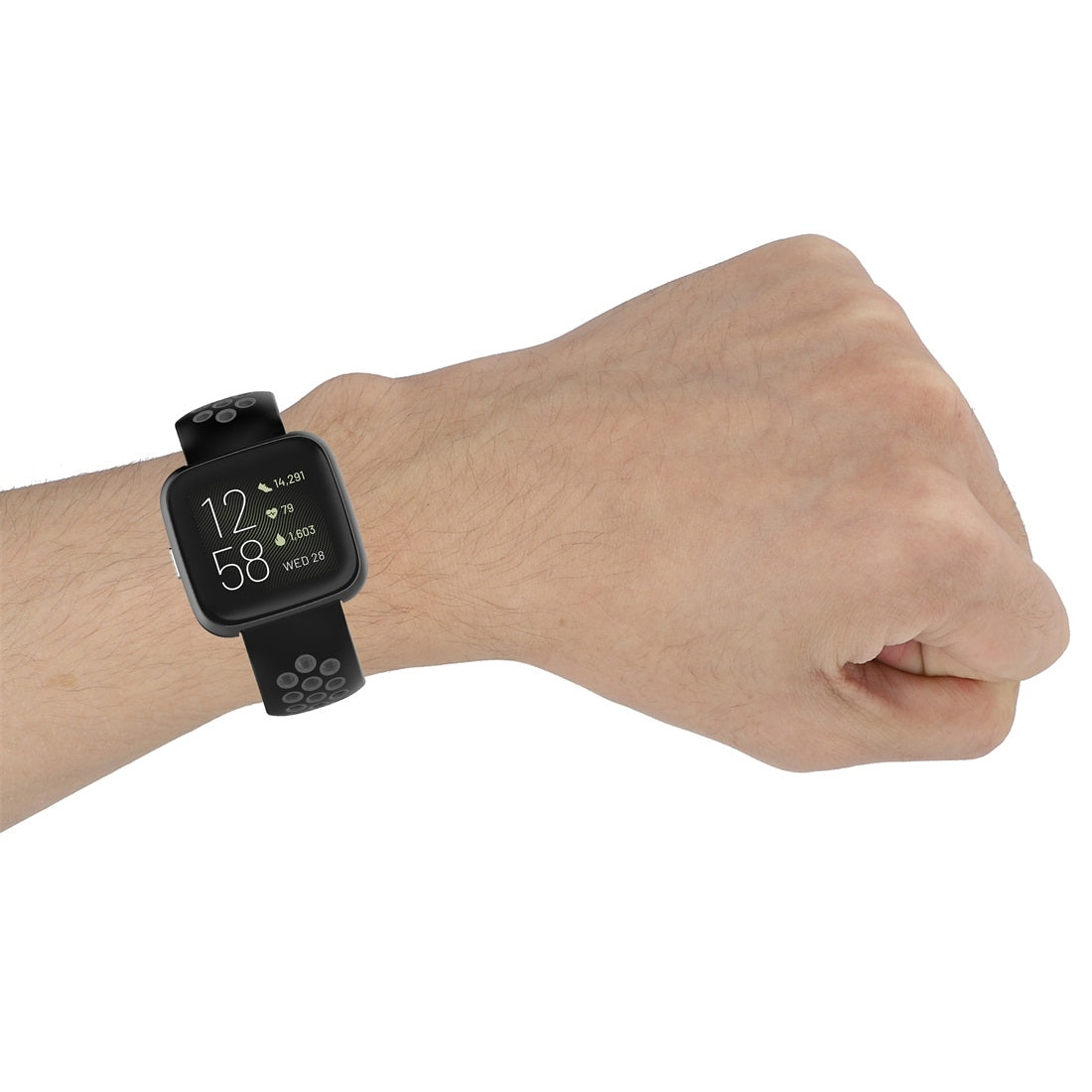 For-Fitbit-Versa-2-/-Versa-/-Versa-Lite-23mm-Clasp-Two-Color-Sport-Watch-Band(Orange-+-Grey)