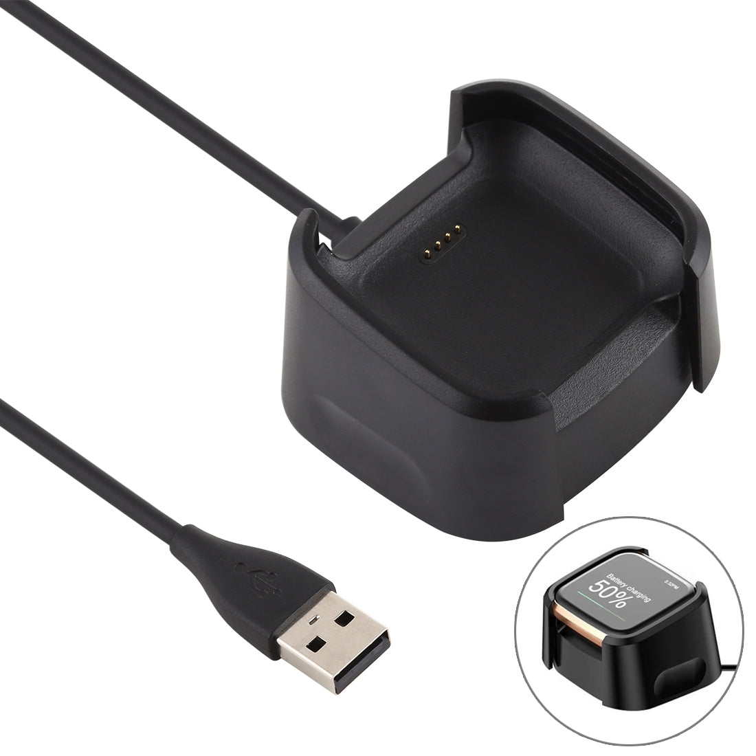 For-Fitbit-Versa-2-Charger-Charging-Dock-Base-Stand-Holder-with-1m-Charging-Cable(Black)