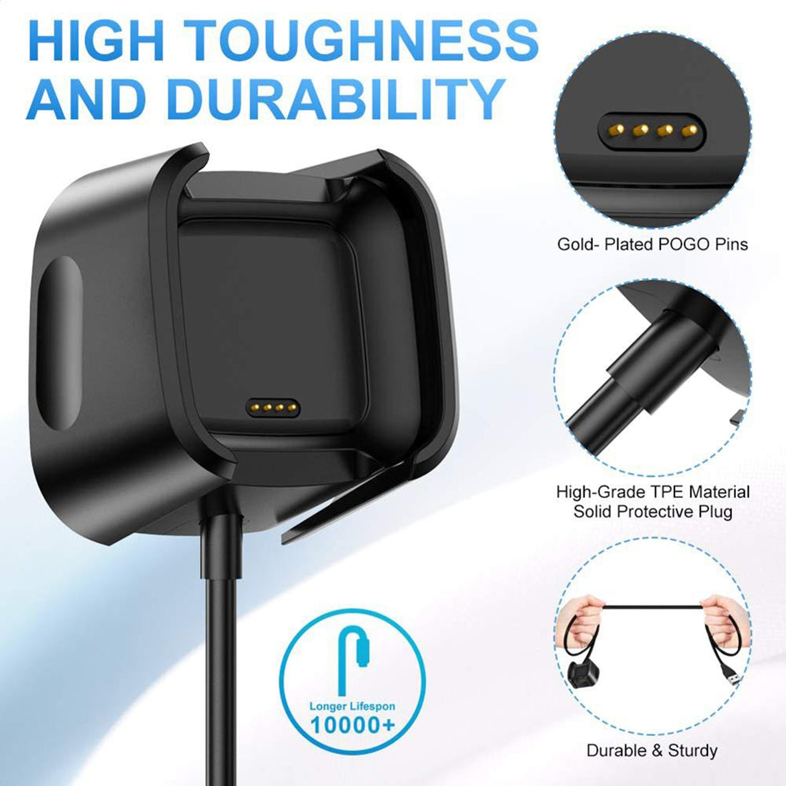 For-Fitbit-Versa-2-Charger-Charging-Dock-Base-Stand-Holder-with-1m-Charging-Cable(Black)