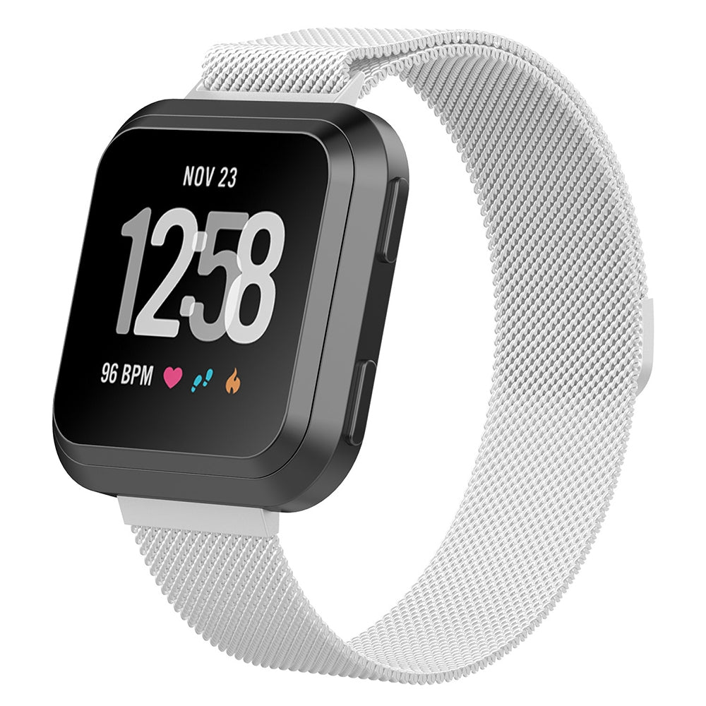 For-Fitbit-Versa-Milanese-Watch-Band,-Size:L(Silver)